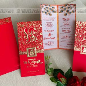 Thiệp cưới IKH-2101 đỏ nhung