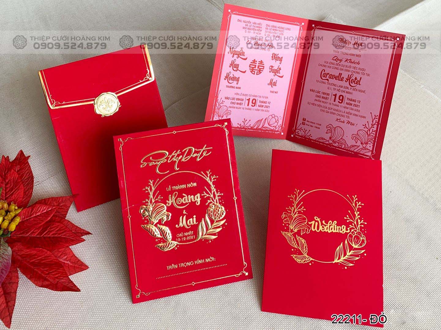 Thiệp cưới IKH-2211 đỏ nhung - Thiệp Cưới Hoàng Kim - 0909524879
