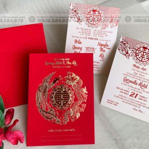 Thiệp cưới IKH-2212 đỏ nhung
