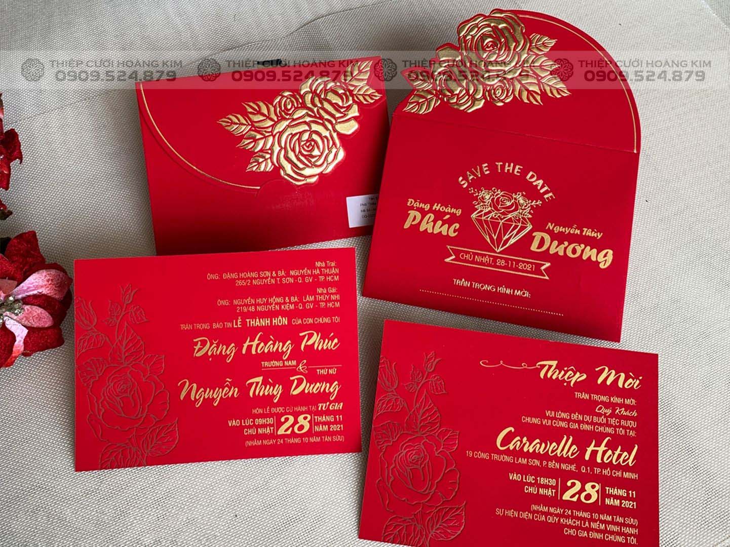 Thiệp cưới IKH-2223 đỏ nhung - Thiệp Cưới Hoàng Kim - 0909524879