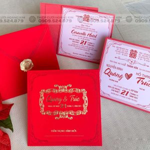 Thiệp cưới IKH-2242 đỏ nhung