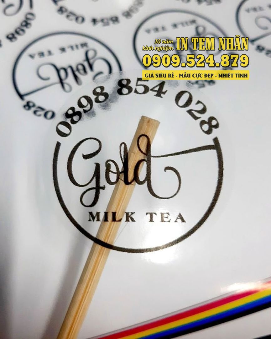 Mẫu Tem Nhãn trà sữa Gold Milktea