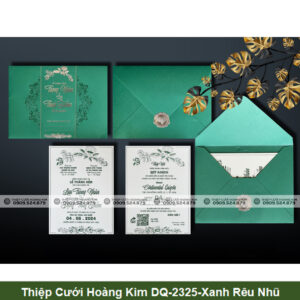Thiệp Cưới Hoàng Kim DQ-2325-Xanh Rêu Nhũ