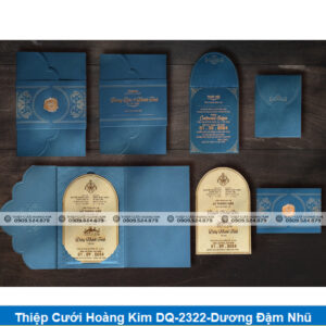 Thiệp Cưới Hoàng Kim DQ-2322-Dương Đậm Nhũ