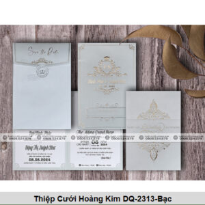 Thiệp Cưới Hoàng Kim DQ-2313-Bạc