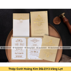 Thiệp Cưới Hoàng Kim DQ-2313-Vàng Lợt