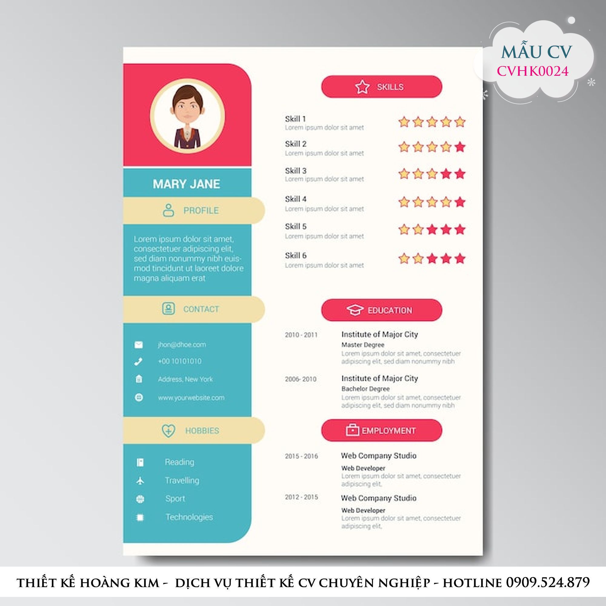 Mẫu Thiết Kế CV CVHK0024