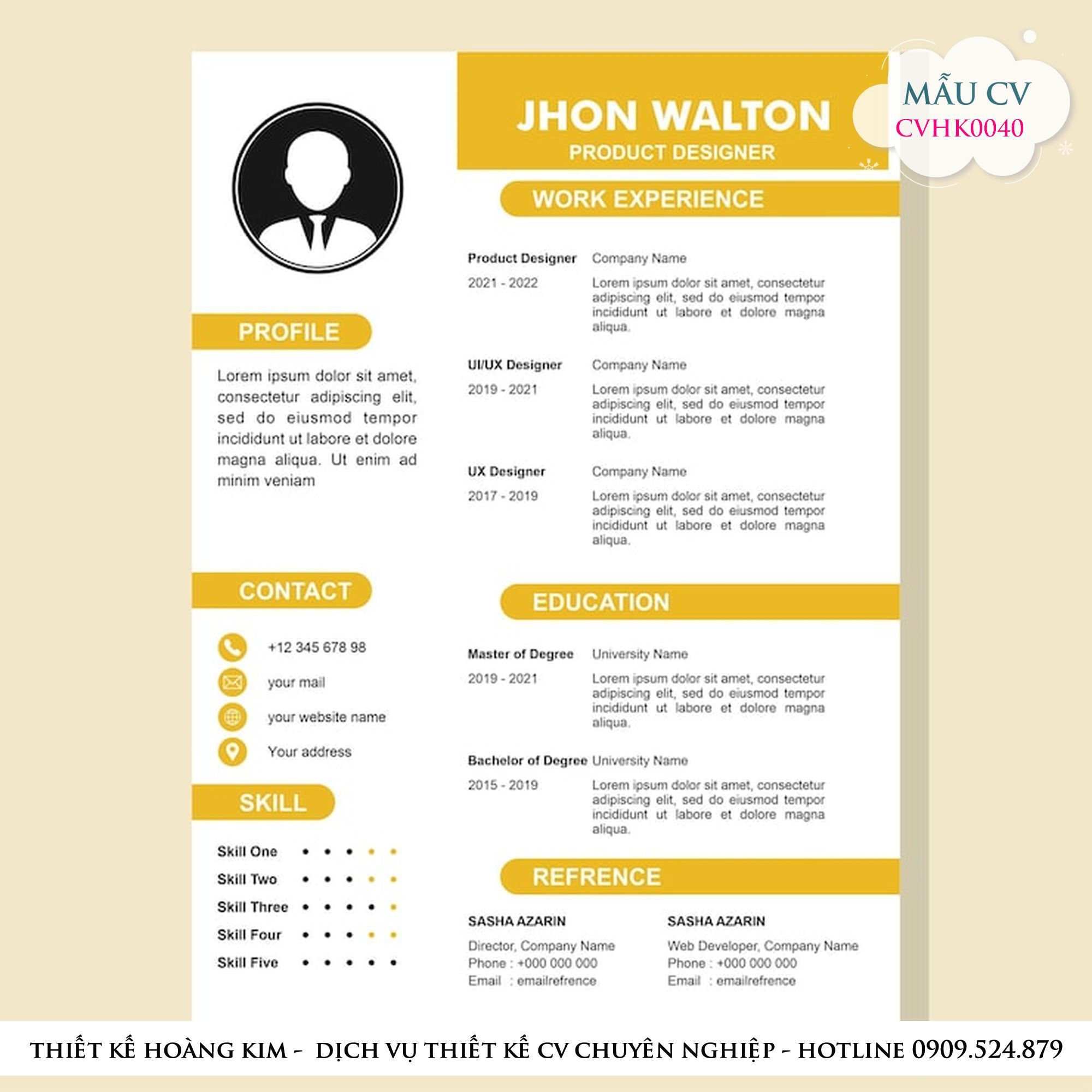 Mau Thiet Ke CV CVHK0040