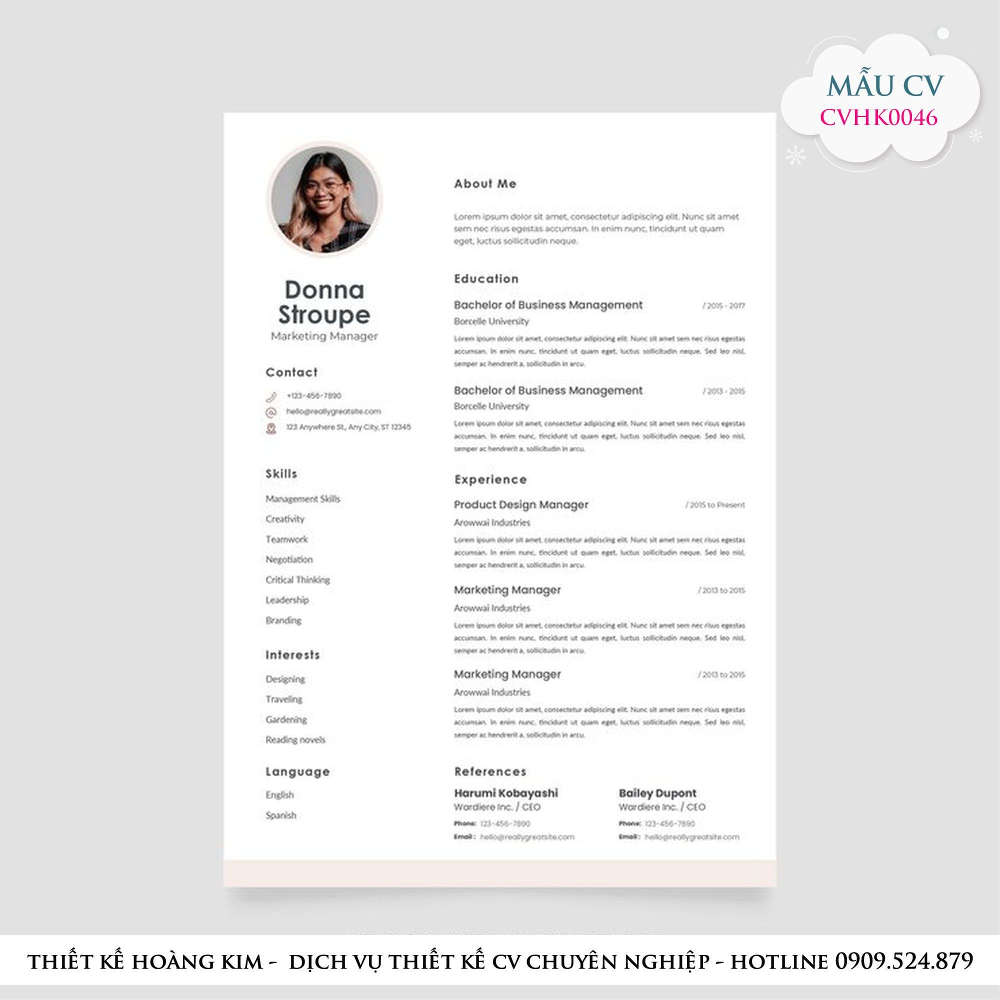 Mau Thiet Ke CV CVHK0046