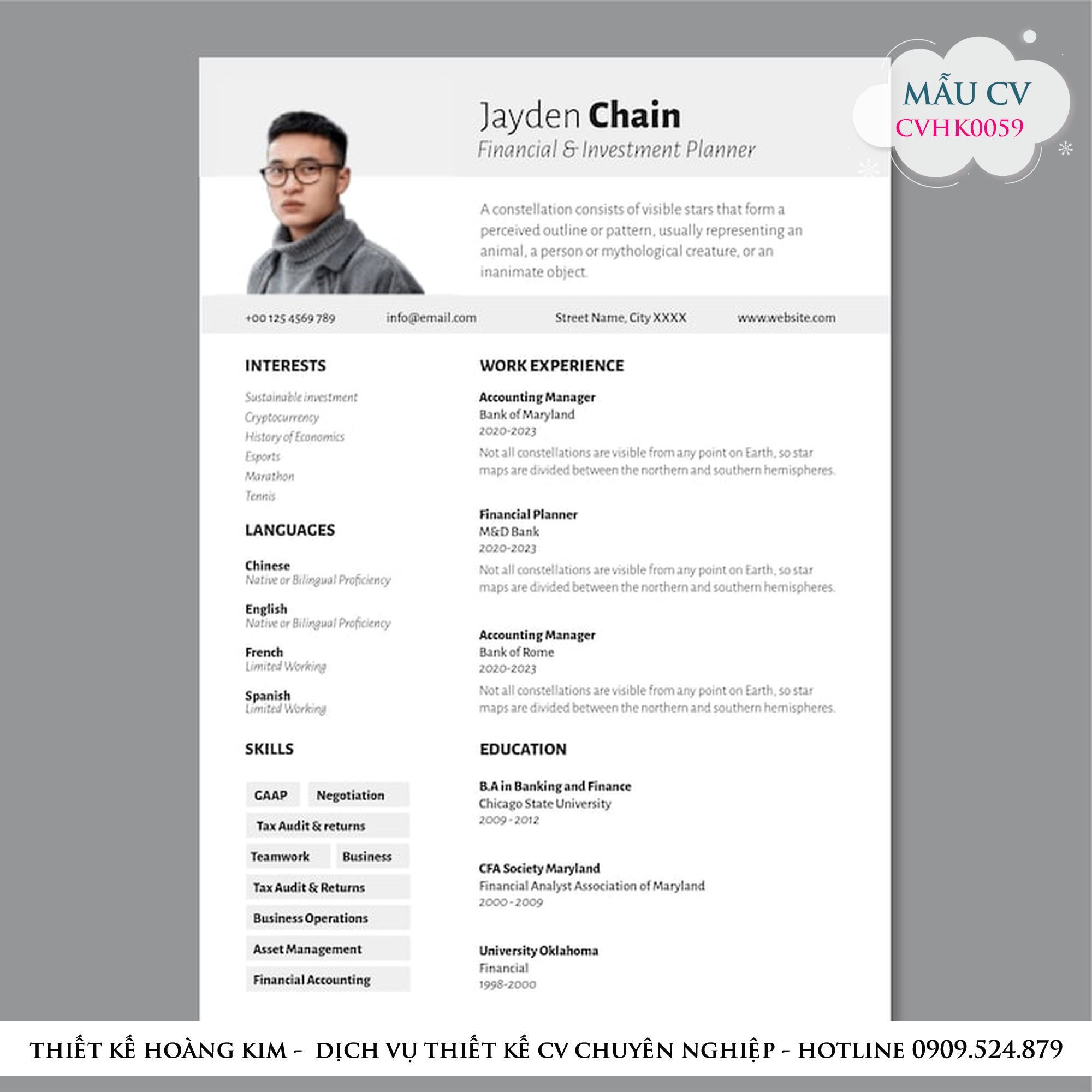 Mau Thiet Ke CV CVHK0059
