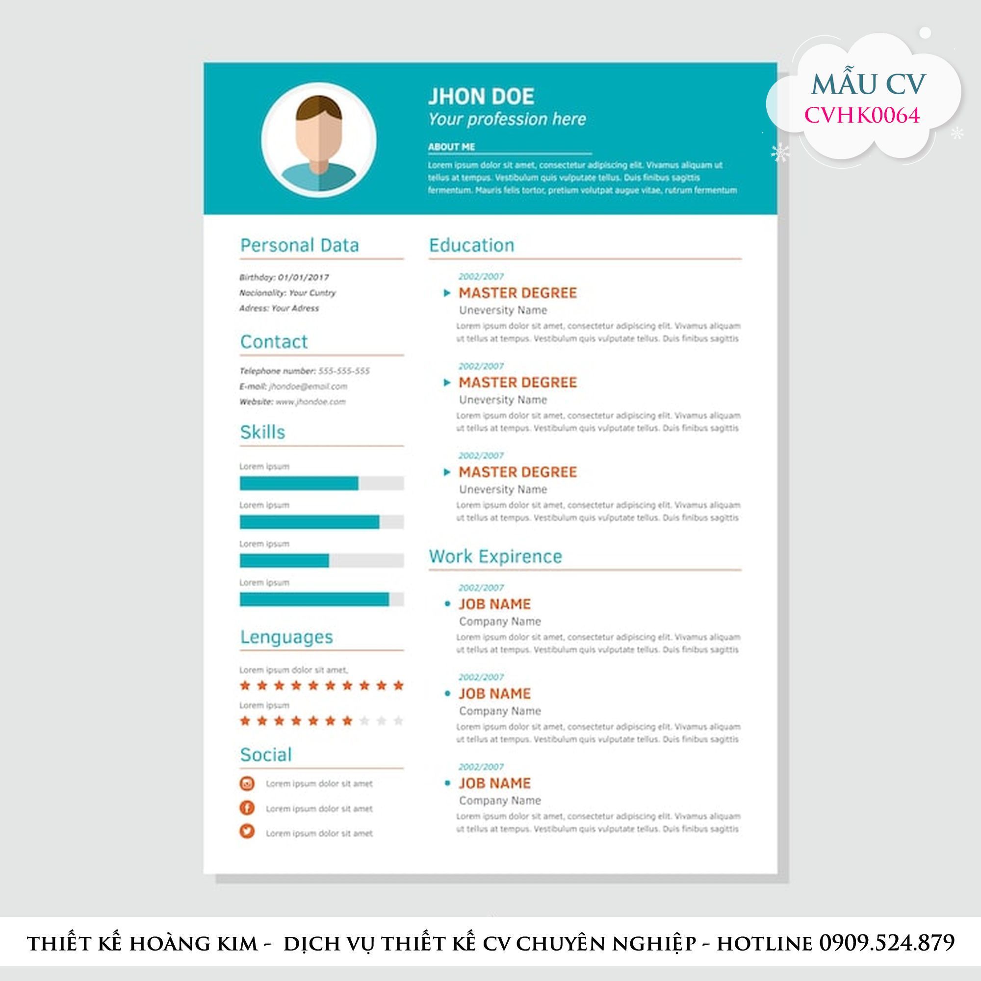 Mau Thiet Ke CV CVHK0064