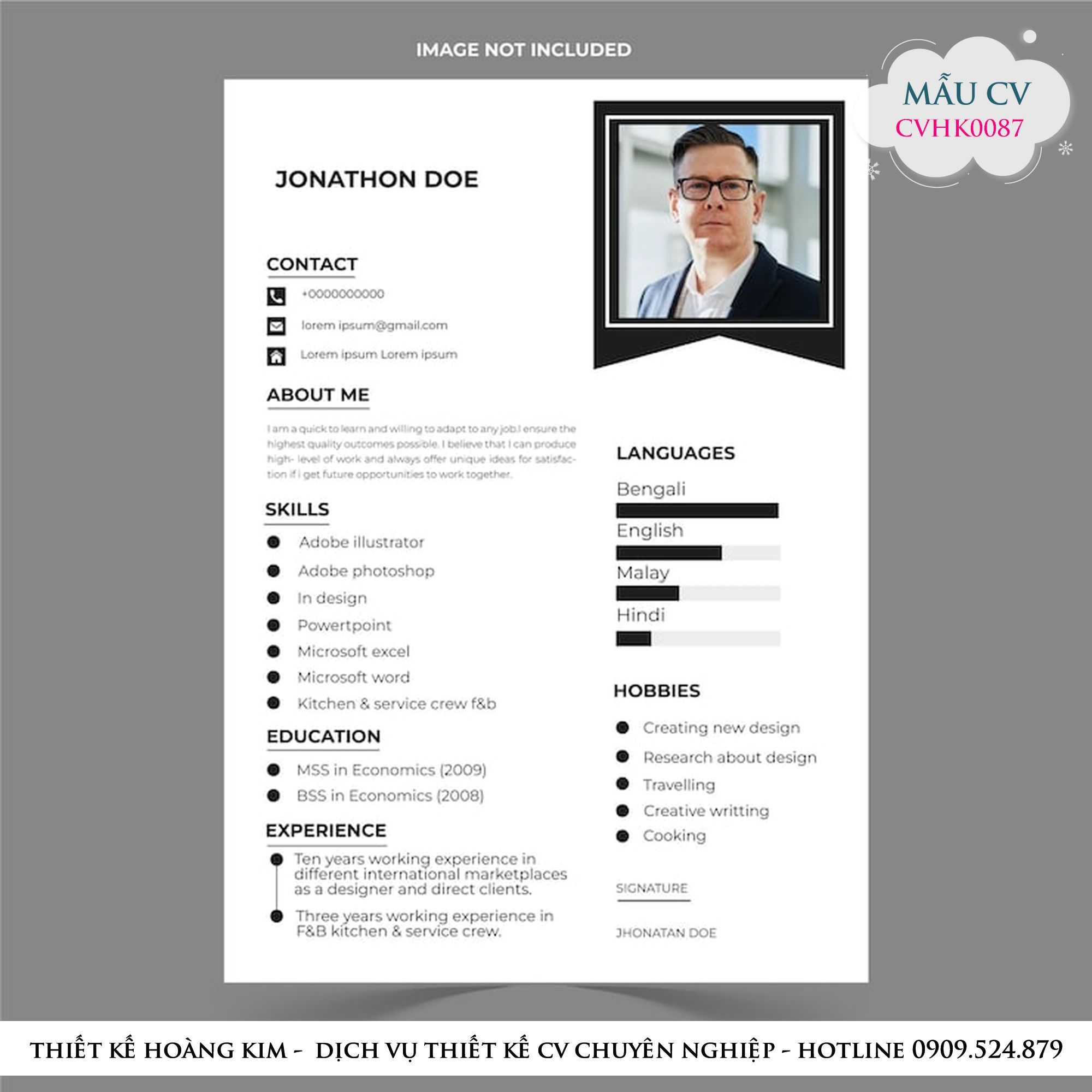 Mau Thiet Ke CV CVHK0087