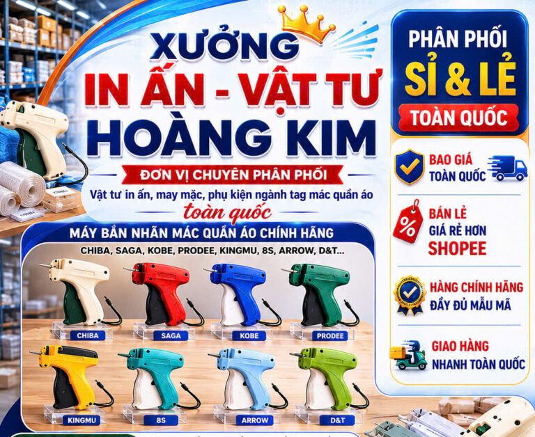 máy bắn nhãn mác quần áo