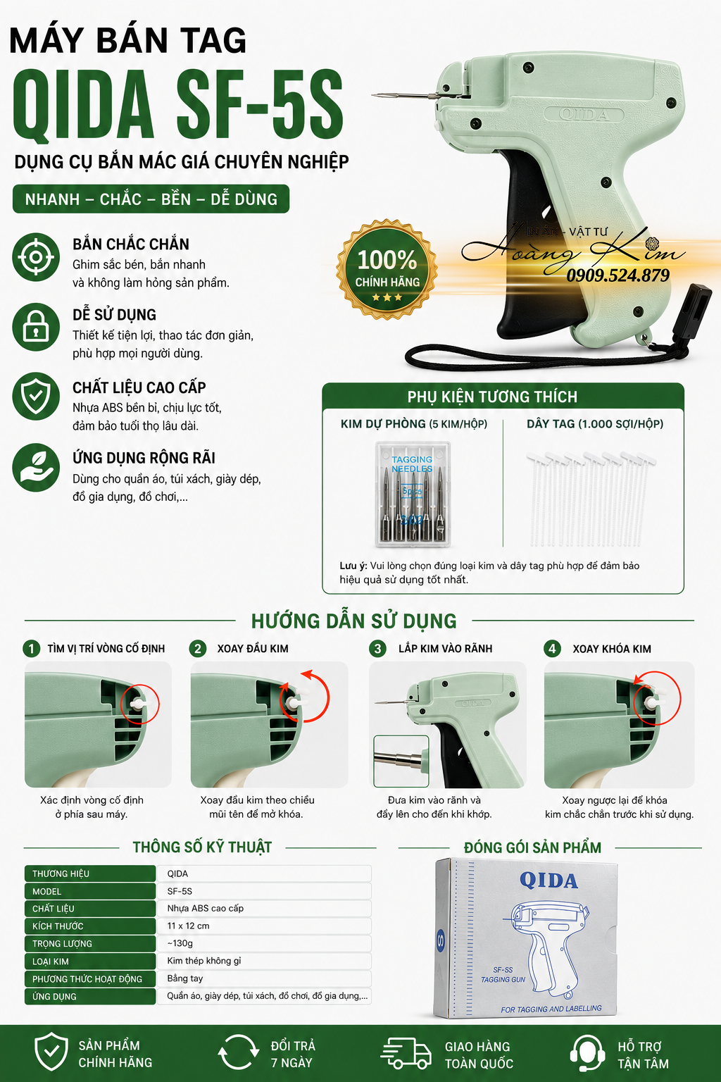 Súng Gắn Tag Qida SF-5S Chính Hãng | Máy Bắn Tag Quần Áo Giá Tốt Tại Vật Tư In Ấn Hoàng Kim 41 máy bắn tag Qida SF 5S (1)