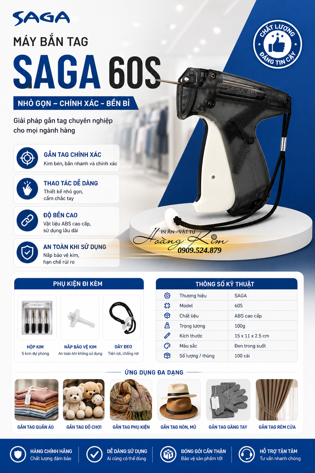 Máy Bắn Mác Quần Áo Saga 60S Chính Hãng | Máy Bắn Tag Bền Bỉ, Giá Tốt Tại Vật Tư In Ấn Hoàng Kim 23 máy bắn tag SAGA 60S (1)